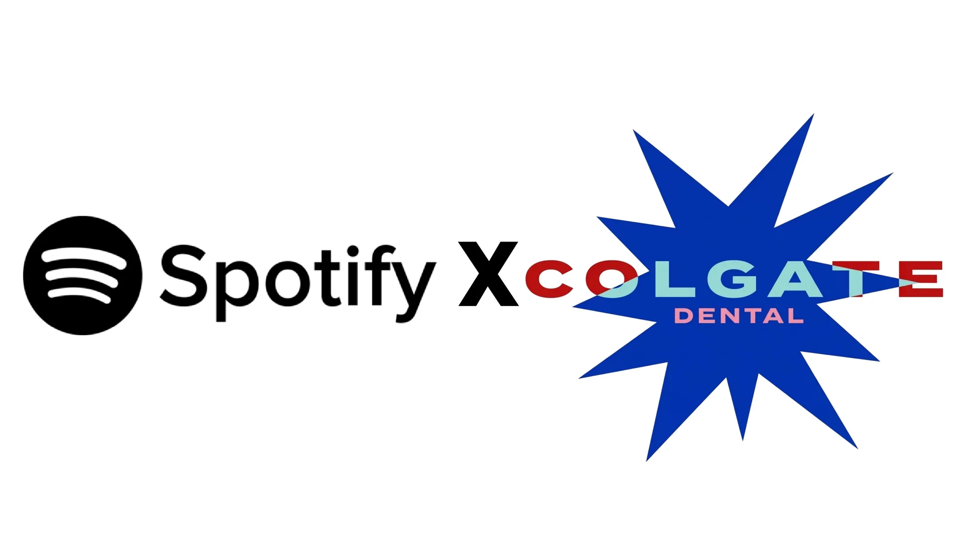 Spotify x Colgate collaboration lockup — the Spotify wordmark beside the Colgate Dental burst logo