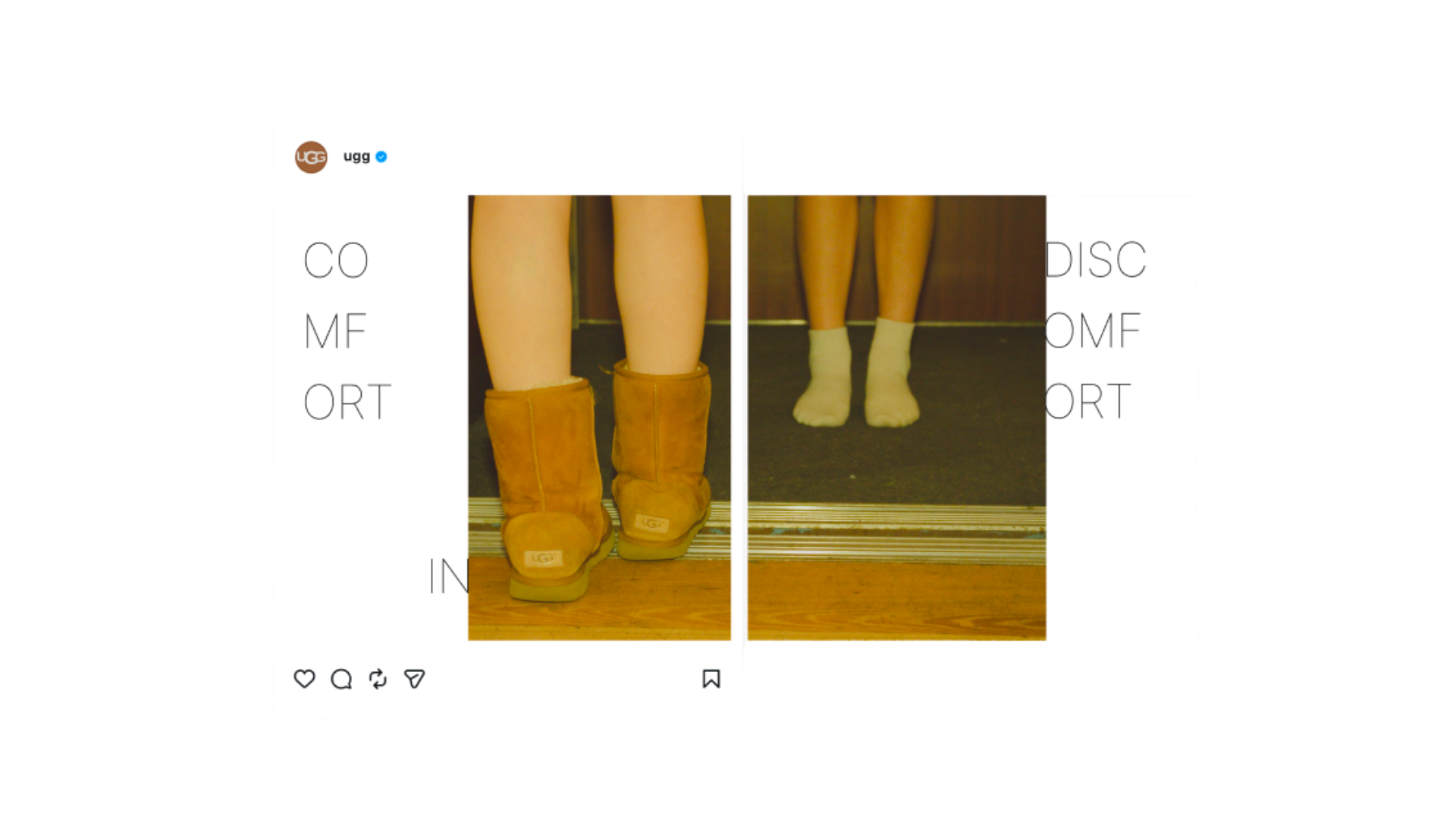 UGG Instagram post — Comfort in Discomfort